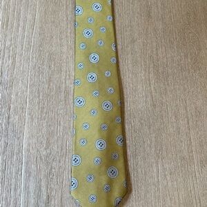 Hugo Boss Yellow and Gray Patterned Tie 100% Silk